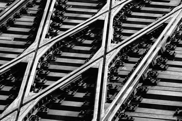 Close up of crossroad railroad